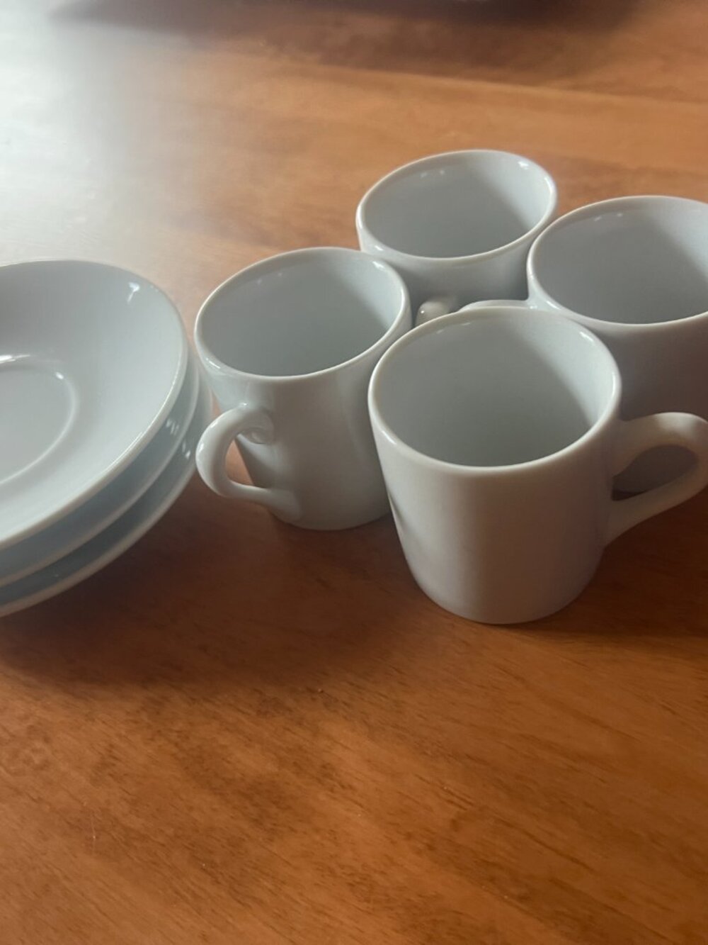 Espresso set, white porcelain, 4 cups and saucers